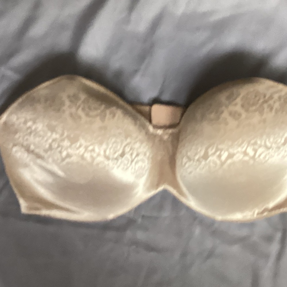 Soma Stunning Support Strapless Bra Floral Beige Comfortable 42D Straps Detach - Picture 2 of 12